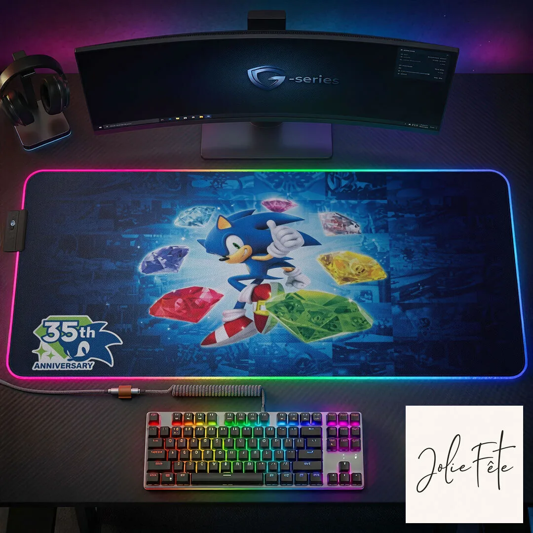 Sonic The Hedgehog Gaming Desk Mat, 35th Anniversary RGB Mouse Pad