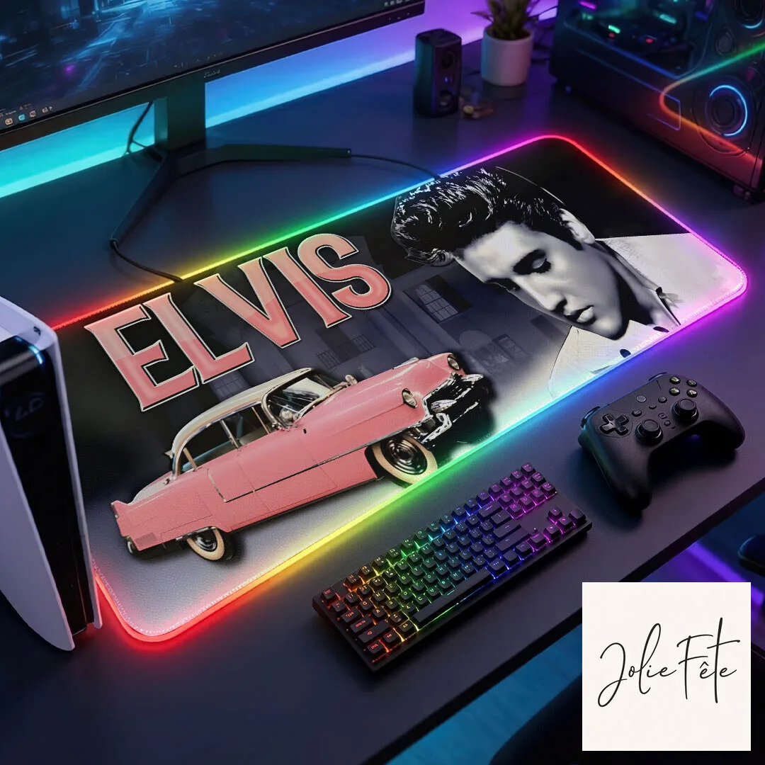Elvis Presley Gaming Desk Mat with Pink Cadillac and RGB Lighting 11 Elvis Presley Gaming Desk Mat with Pink Cadillac and RGB Lighting