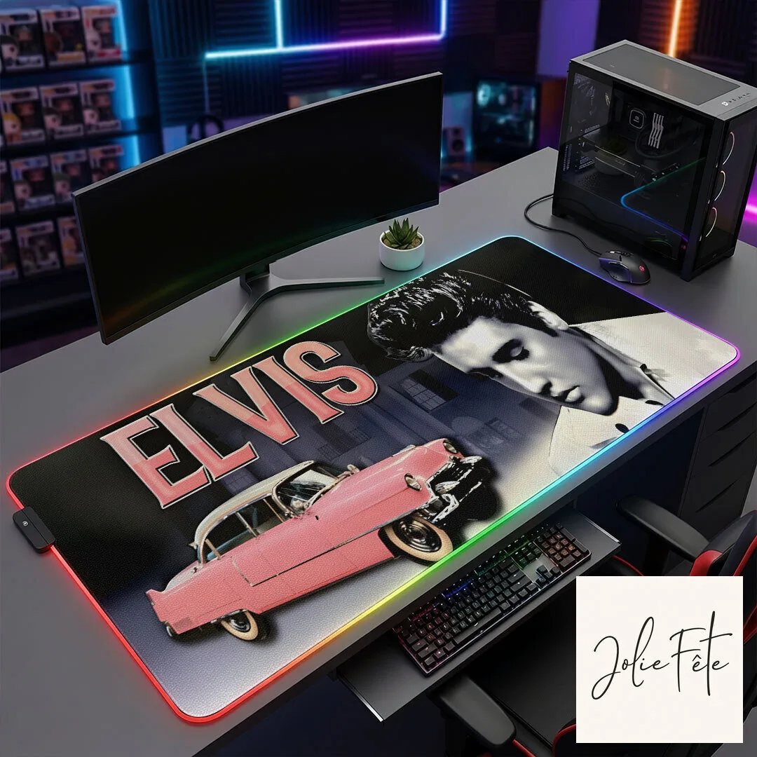 Elvis Presley Gaming Desk Mat with Pink Cadillac and RGB Lighting 12 Elvis Presley Gaming Desk Mat with Pink Cadillac and RGB Lighting