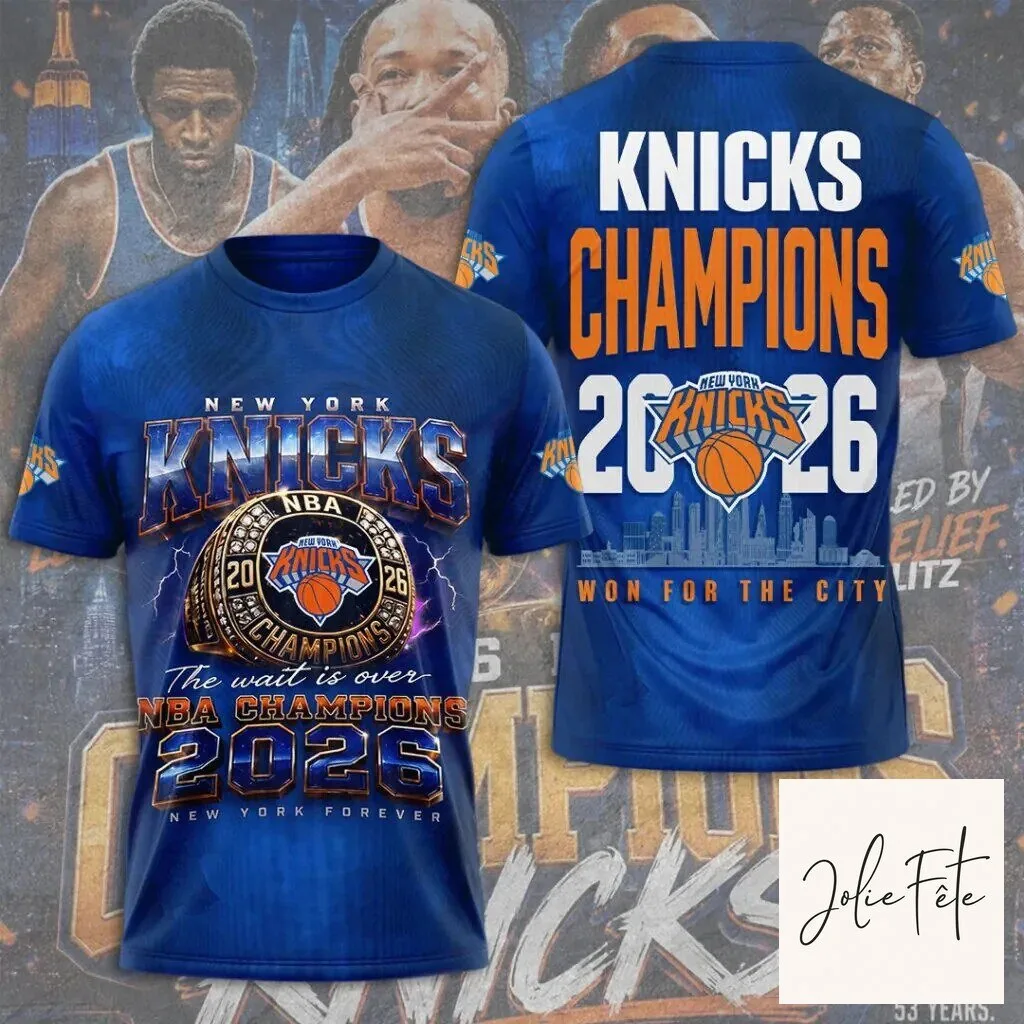 New York Knicks NBA Champions 2026 Ring Blue Fan T-Shirt