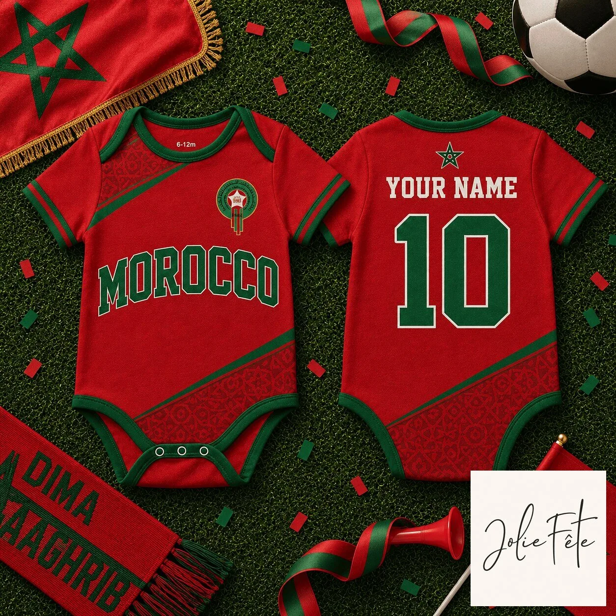 Morocco National Football Team Baby Bodysuit World Cup 2026 Infant Jersey