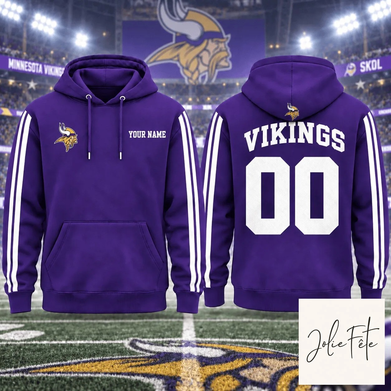 Minnesota Vikings Personalized Name and Number Purple Football Hoodie