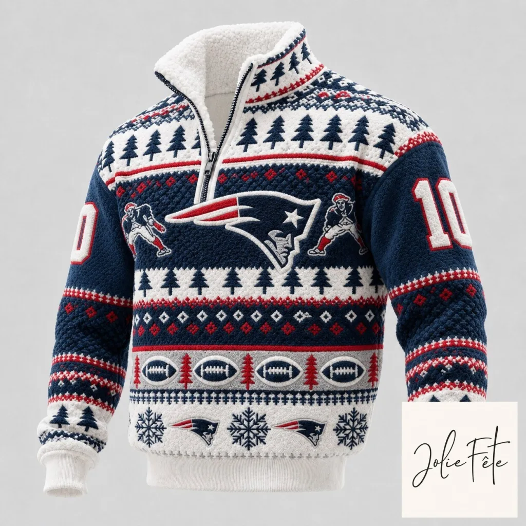 new-england-patriots-ugly-christmas-holiday-quarter-zip-fleece-lined-pullover-sweatshirt-featured New England Patriots Ugly Christmas Holiday Quarter-Zip Fleece Lined Pullover Sweatshirt