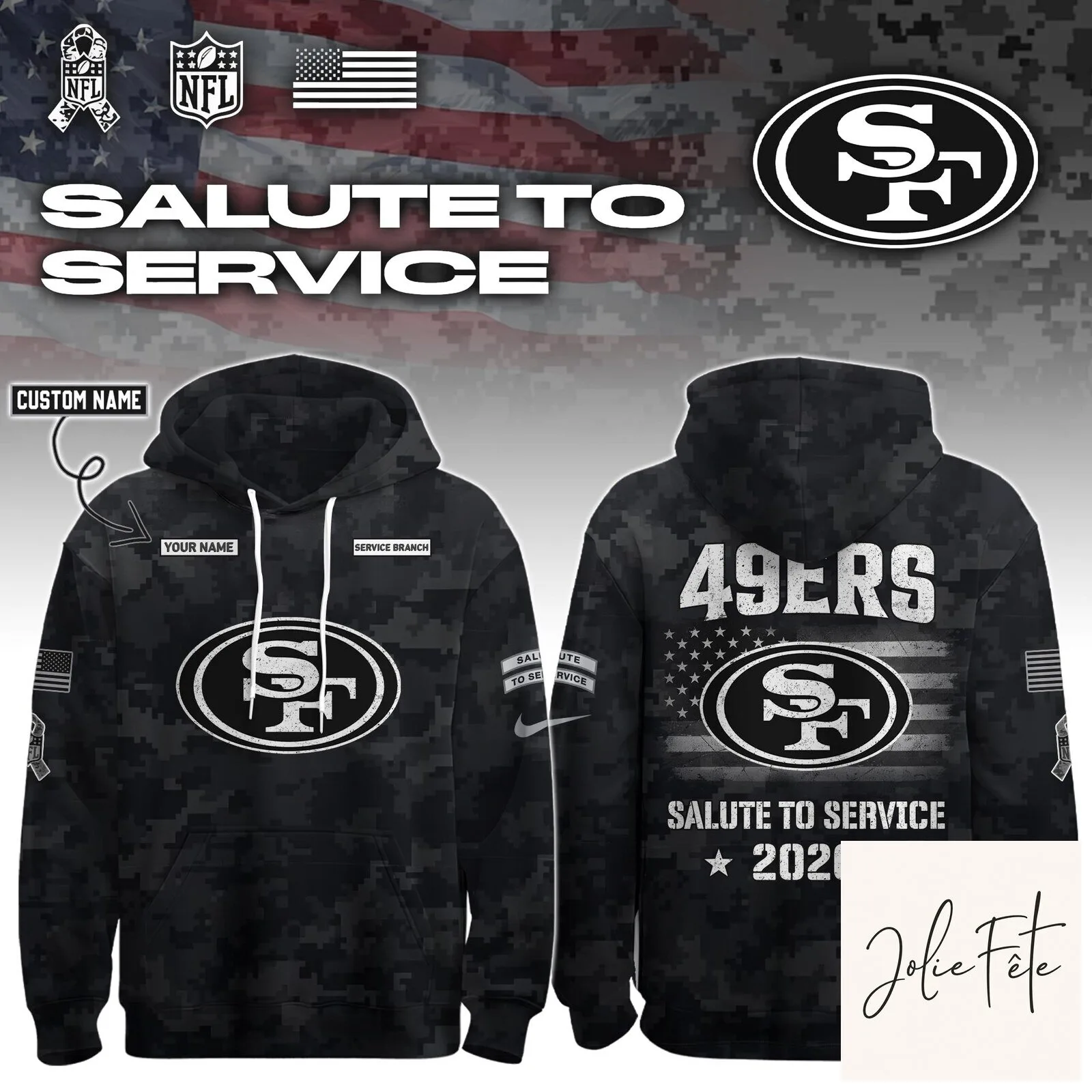 San Francisco 49ers Salute To Service 2026 Personalized Hoodie