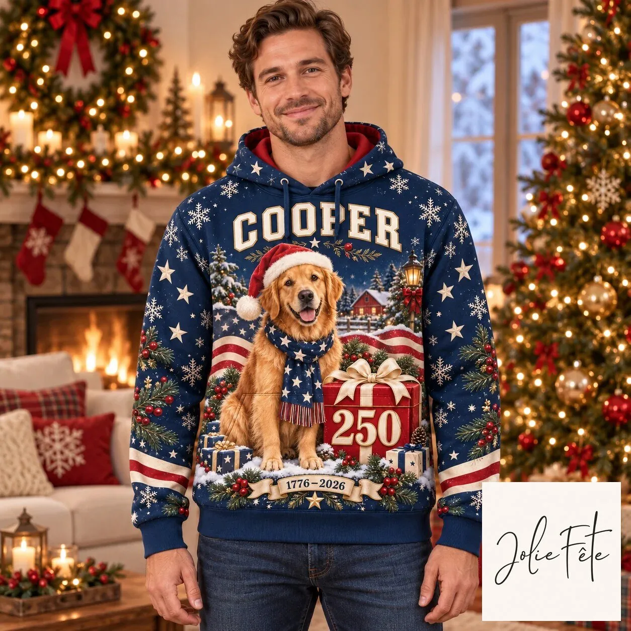 Personalized Golden Retriever Dog Christmas Holiday All Over Print Hoodie 13 Personalized Golden Retriever Dog Christmas Holiday All Over Print Hoodie