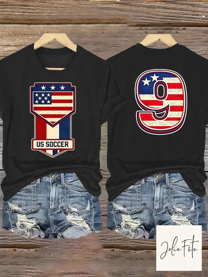 USA Soccer Retro Style Number Nine Graphic T-Shirt