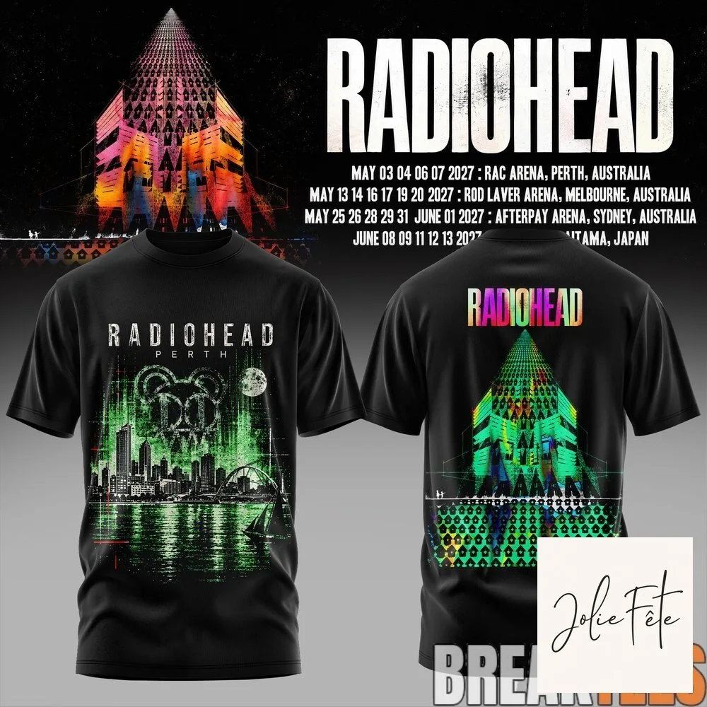 Radiohead 2027 Tour Melbourne Concert Black Graphic T-Shirt 9 Radiohead 2027 Tour Melbourne Concert Black Graphic T-Shirt