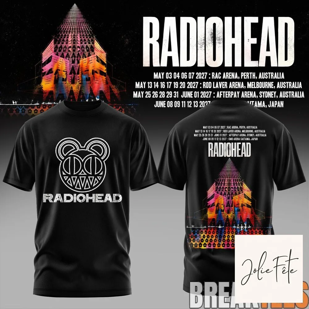 Radiohead 2027 Tour Melbourne Concert Black Graphic T-Shirt 11 Radiohead 2027 Tour Melbourne Concert Black Graphic T-Shirt