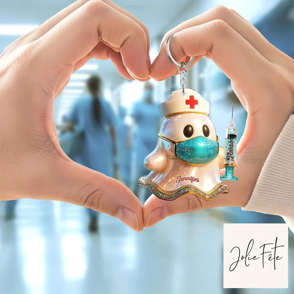 Personalized Nurse Ghost Medical Syringe Keychain Gift