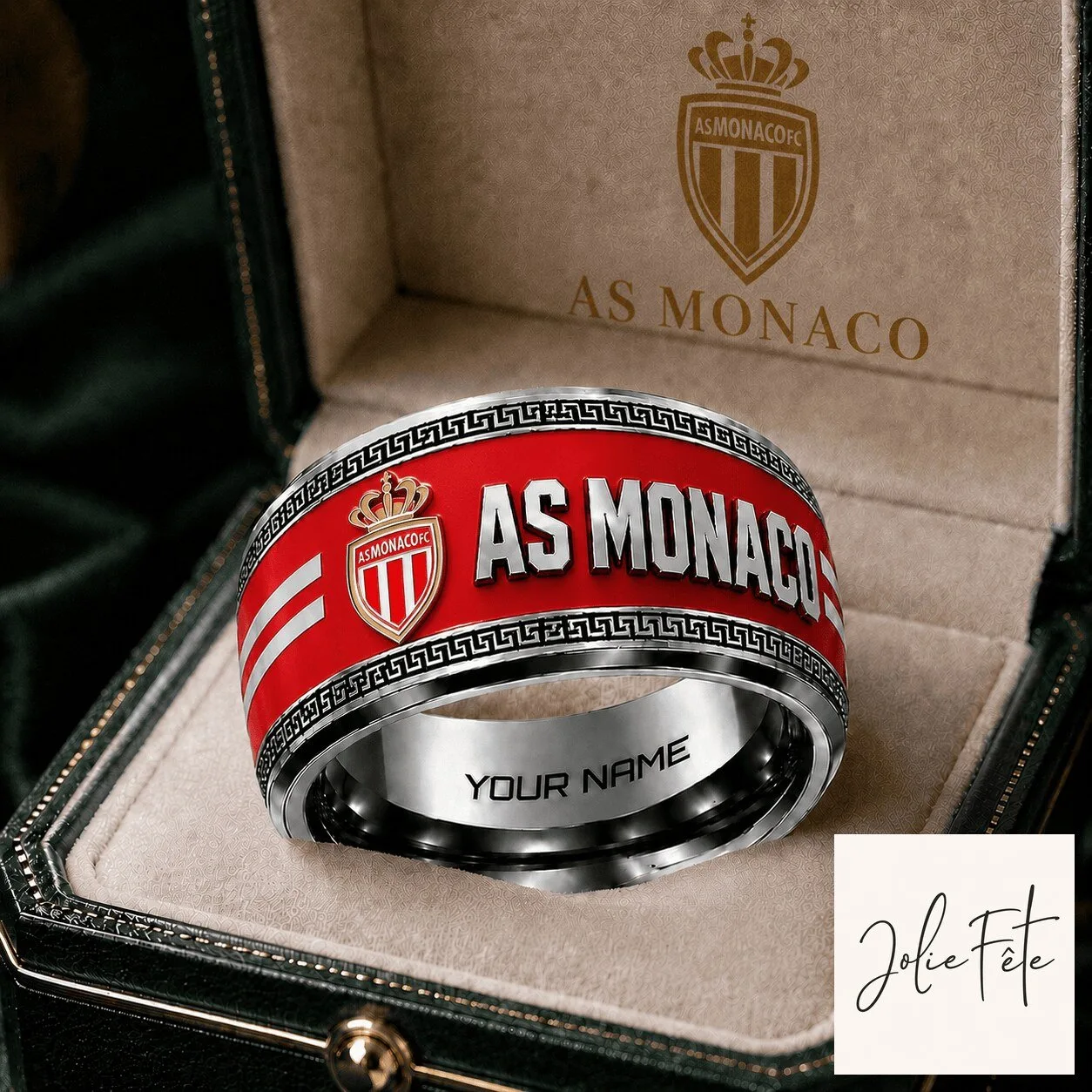 AS Monaco Football Club Ligue 1 Custom Name Stainless Steel Ring