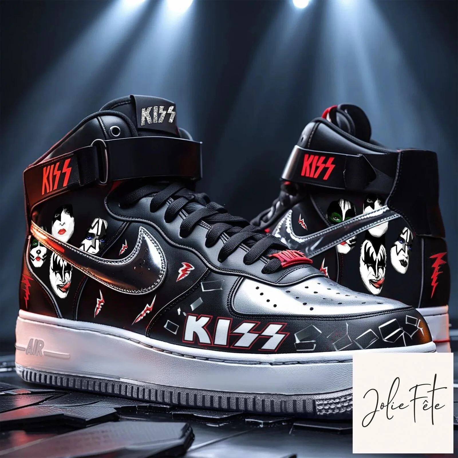 KISS Band Members High-Top Black and White Sneakers