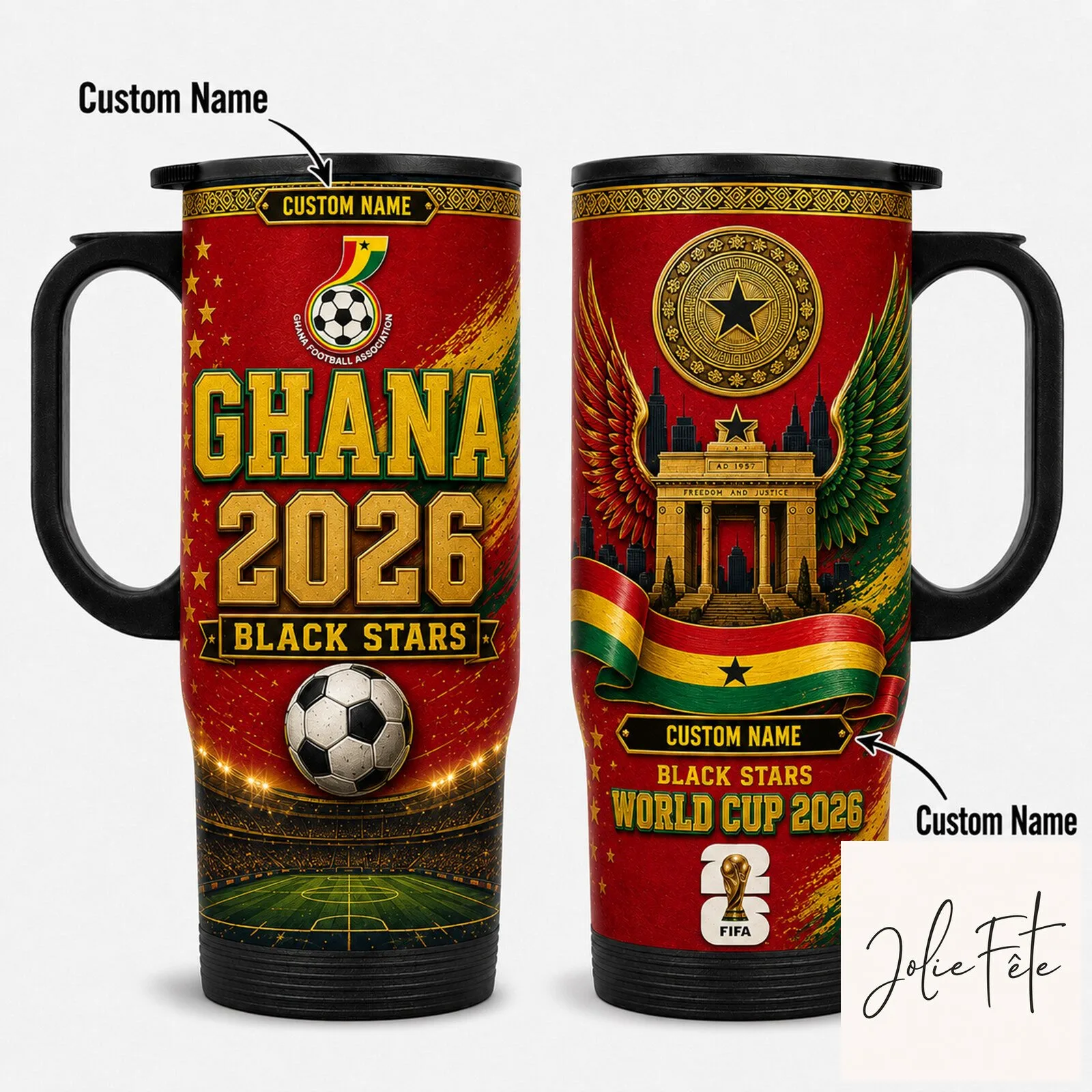 Ghana Black Stars World Cup 2026 Football Team Stainless Steel Tumbler