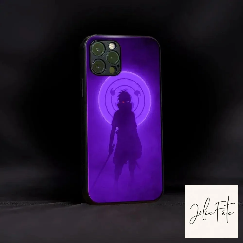 Sasuke Uchiha Anime Purple Silhouette Naruto Shippuden iPhone Case