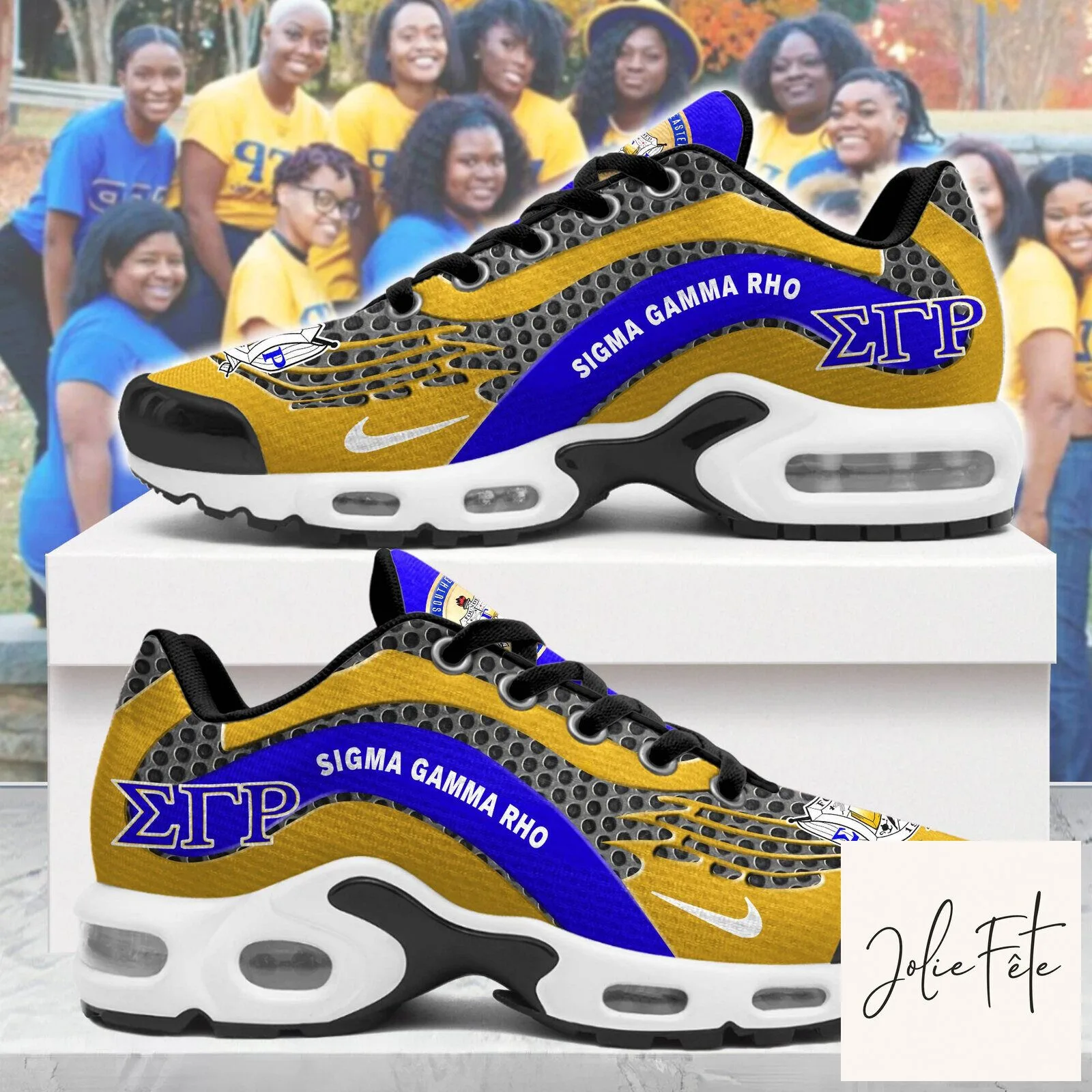 Sigma Gamma Rho Sorority, Inc. Gold and Blue Athletic Sports Shoes