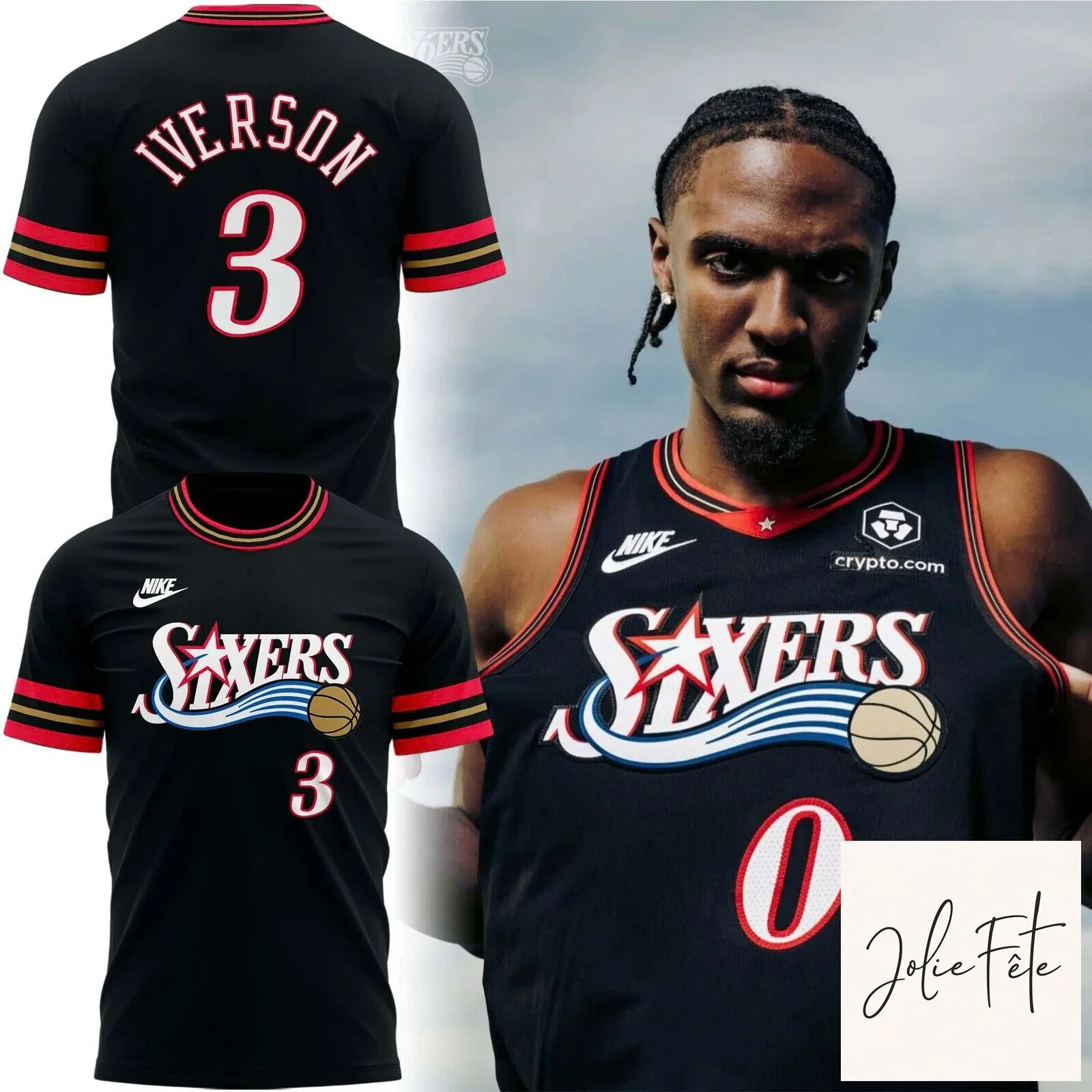 Philadelphia Sixers Allen Iverson Number 3 Basketball Jersey