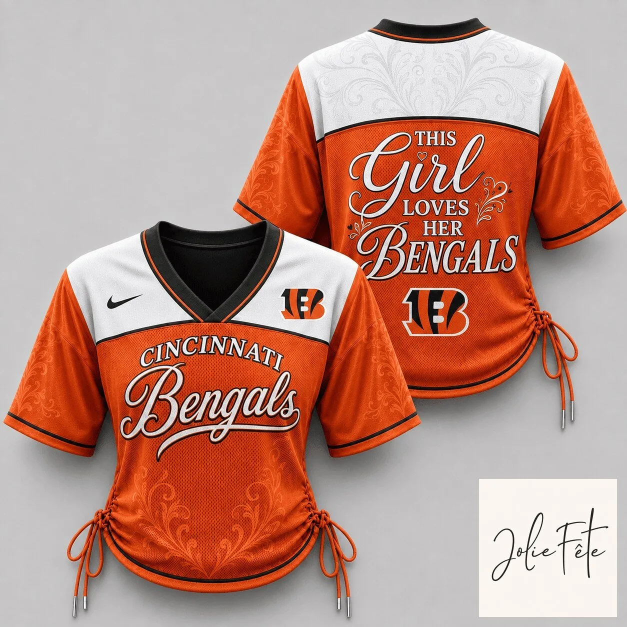 Cincinnati Bengals This Girl Loves Her Bengals Lace-Up Women's Football Jersey