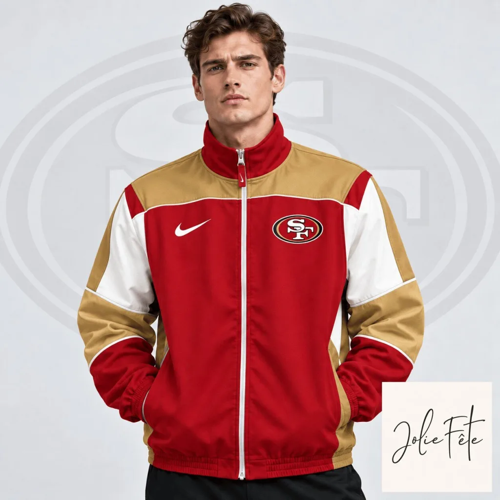 San Francisco 49ers NFL Team Crest Retro Color Block Full Zip Jacket San Francisco 49ers NFL Team Crest Retro Color Block Full Zip Jacket