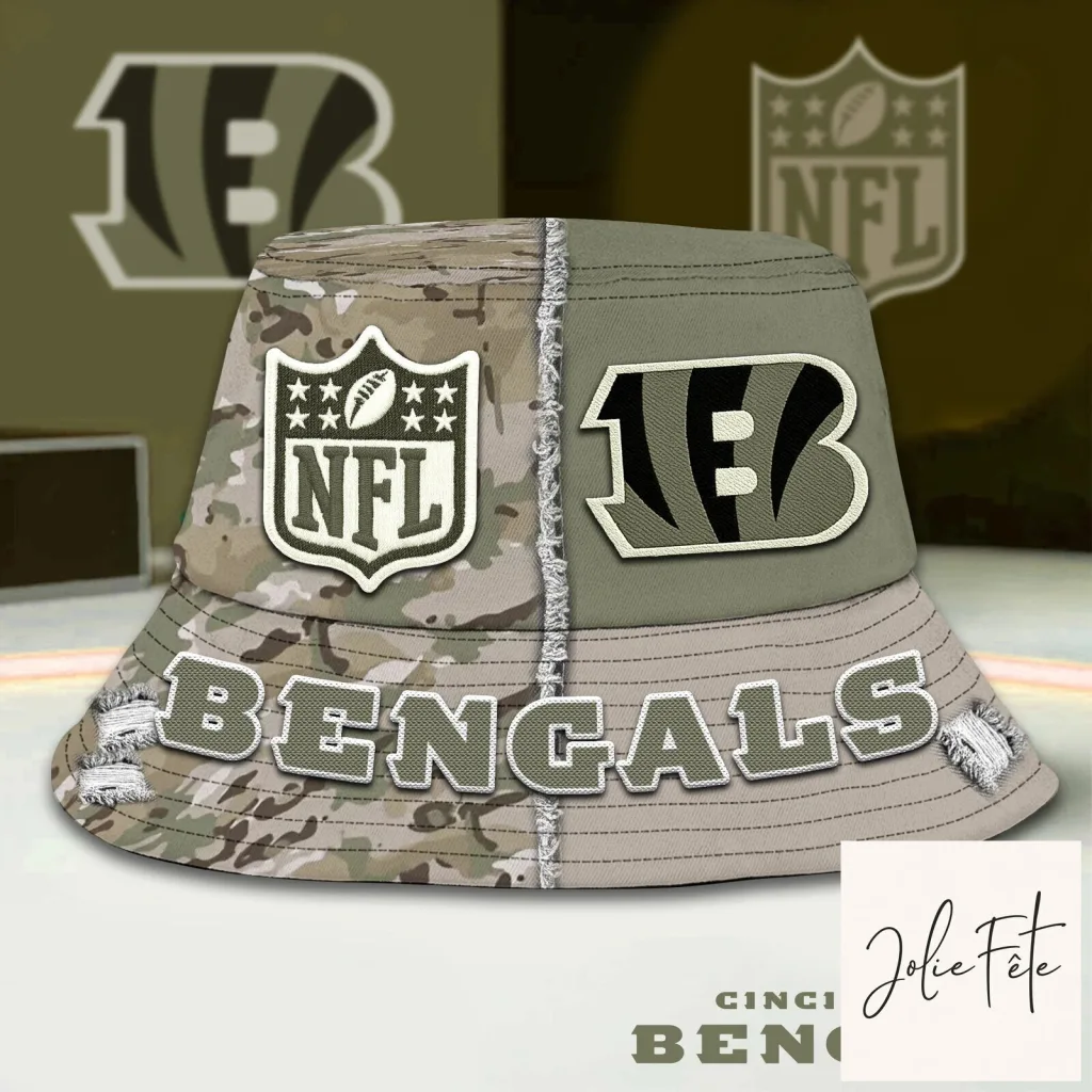 Cincinnati Bengals NFL Football Team Camouflage Premium Bucket Hat Cincinnati Bengals NFL Football Team Camouflage Premium Bucket Hat