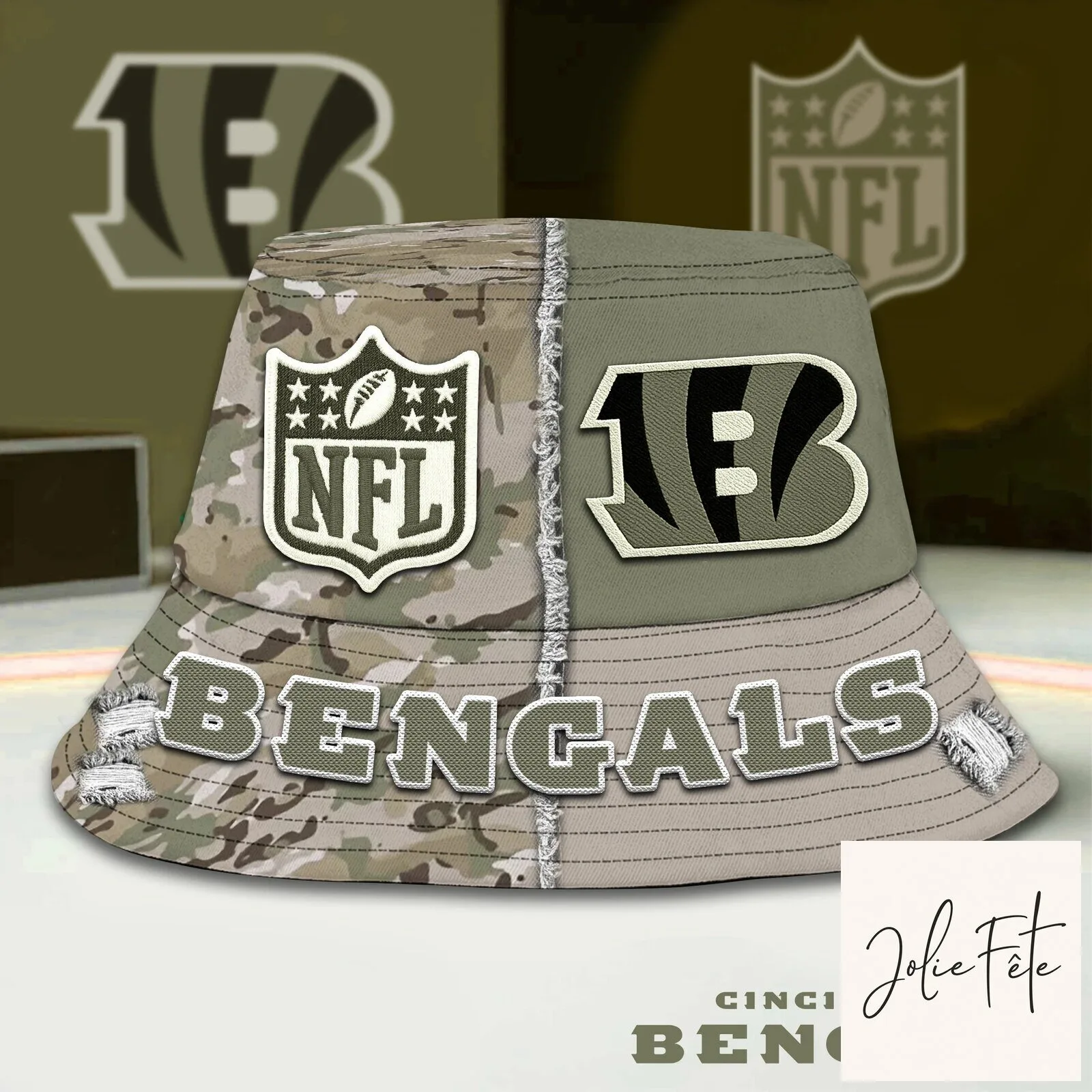 Cincinnati Bengals NFL Football Team Camouflage Premium Bucket Hat