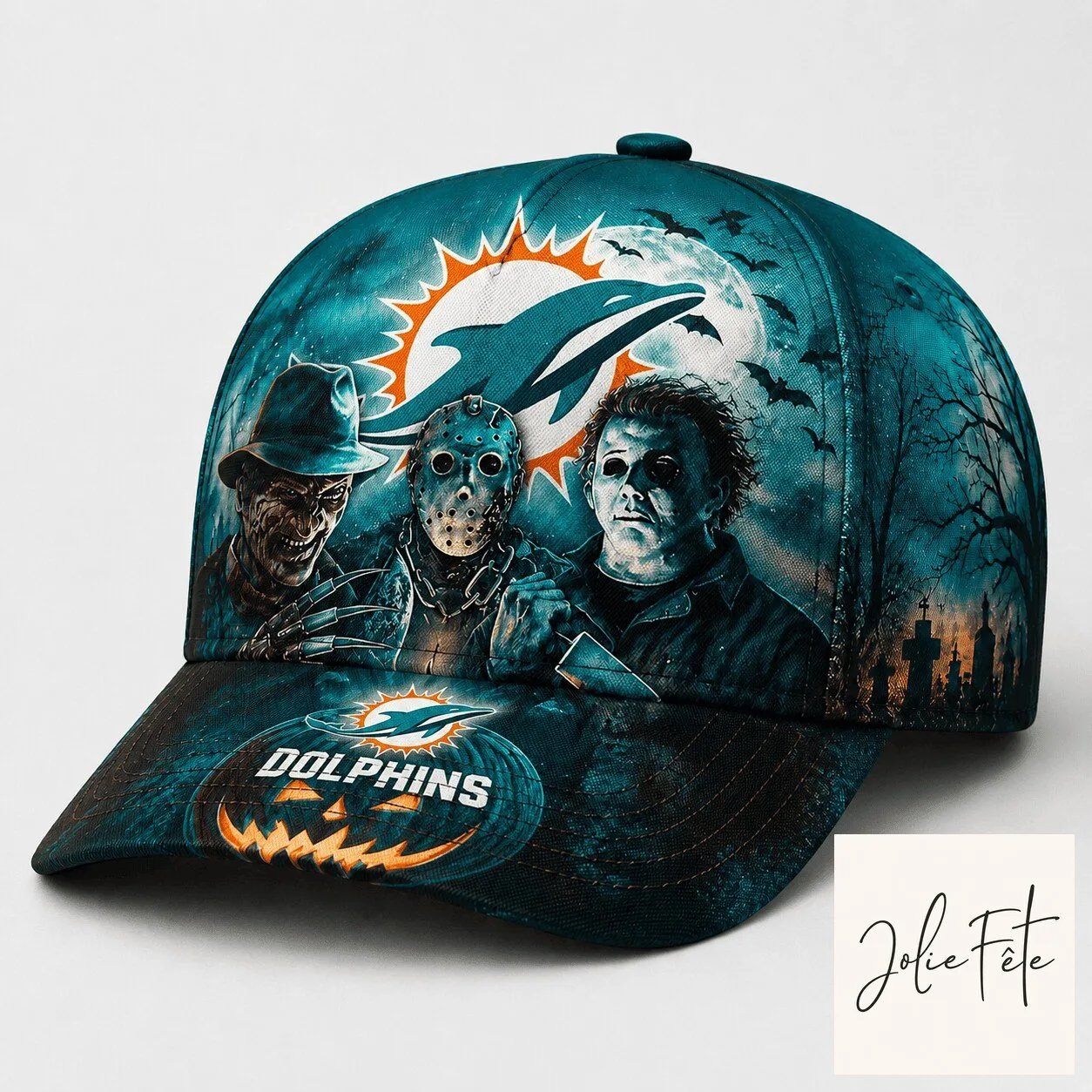 Miami Dolphins Halloween Horror Night Freddy Jason Michael Myers Cap Hat