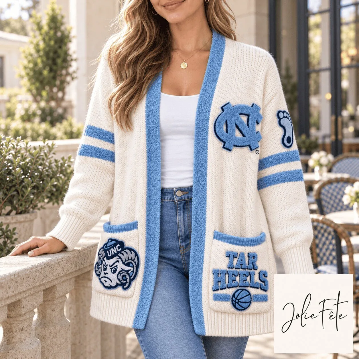 University of North Carolina Tar Heels Women's Open Front Cardigan 1 University of North Carolina Tar Heels Women's Open Front Cardigan