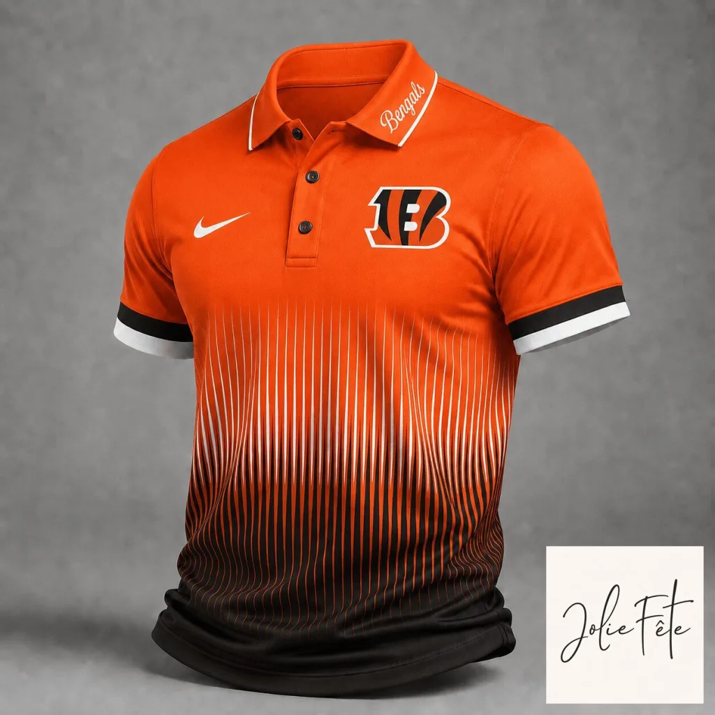 Cincinnati Bengals NFL Football Team Orange Black Performance Polo Shirt