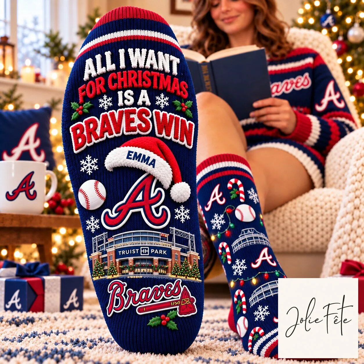 Atlanta Braves Christmas All I Want For Christmas Is A Braves Win Socks
