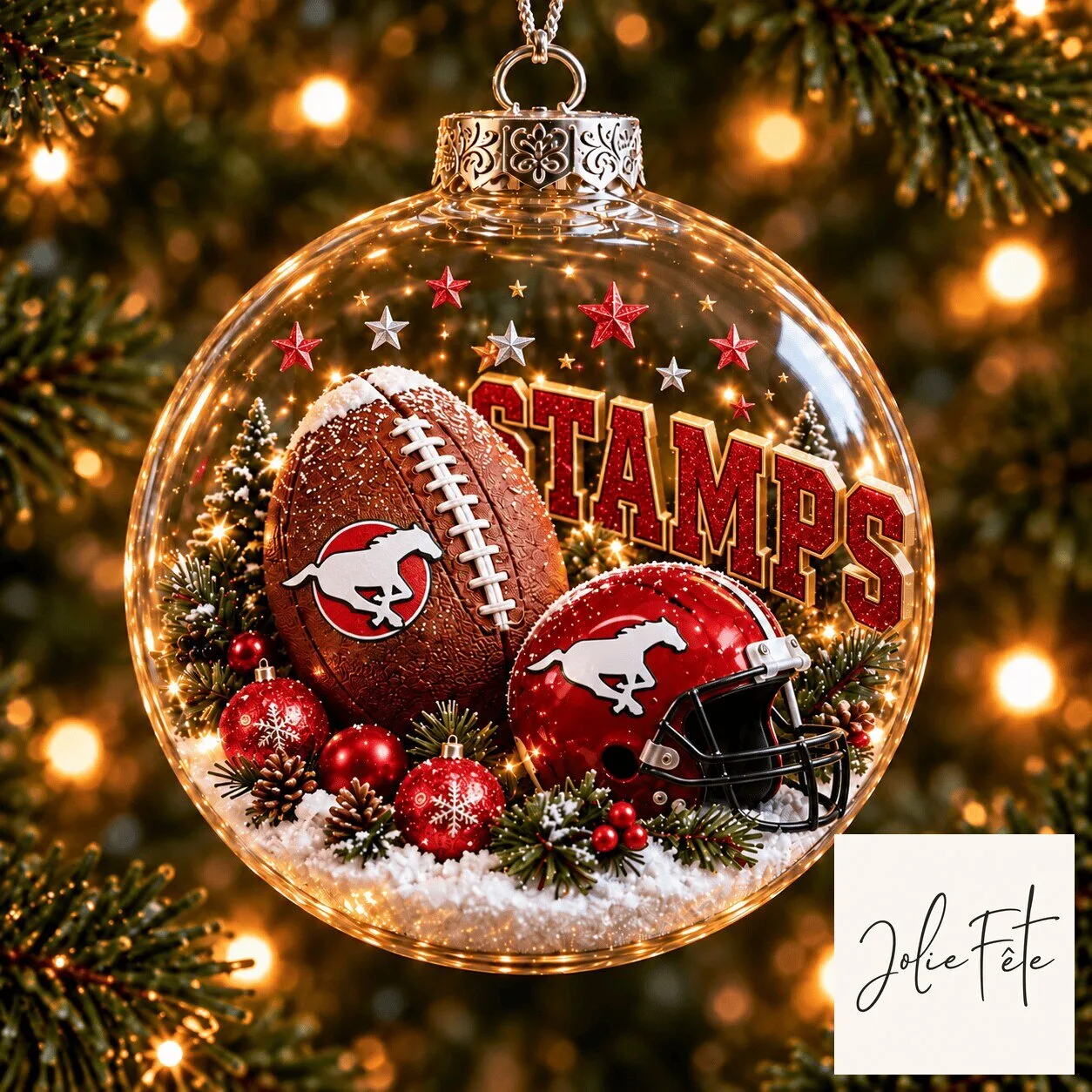 Calgary Stampeders Football Christmas Ornament Personalized Custom Name Holiday Gift