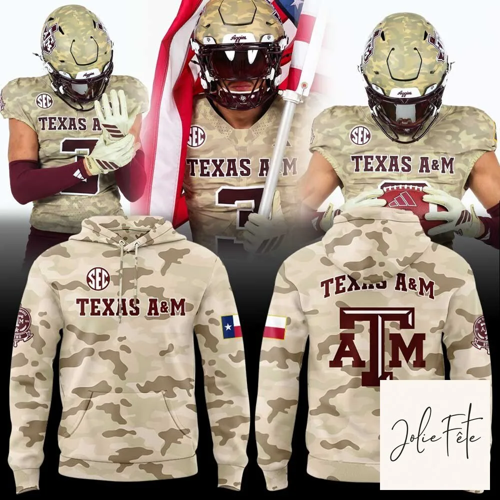 Texas A&M Aggies Football Team Camouflage Honor Support Hoodie
