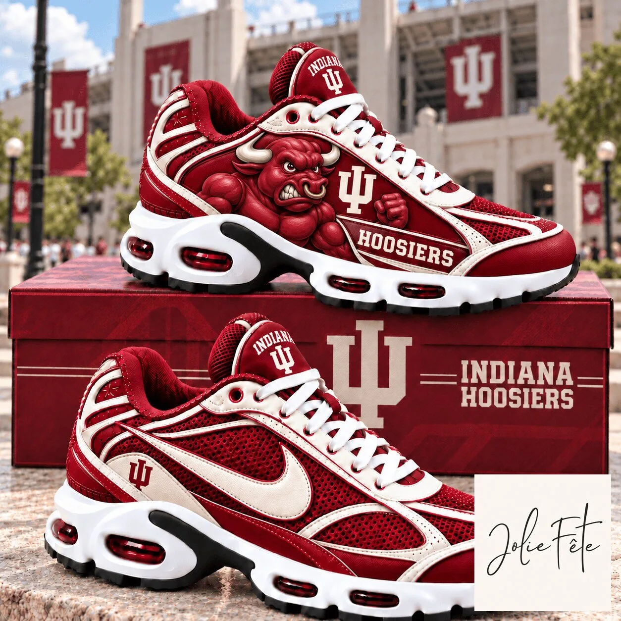 Indiana Hoosiers NCAA Basketball Team Red White Air Max Running Shoes