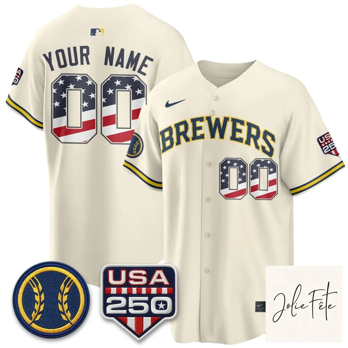 Fourth of July Milwaukee Brewers Baseball Jersey Custom Name and Number