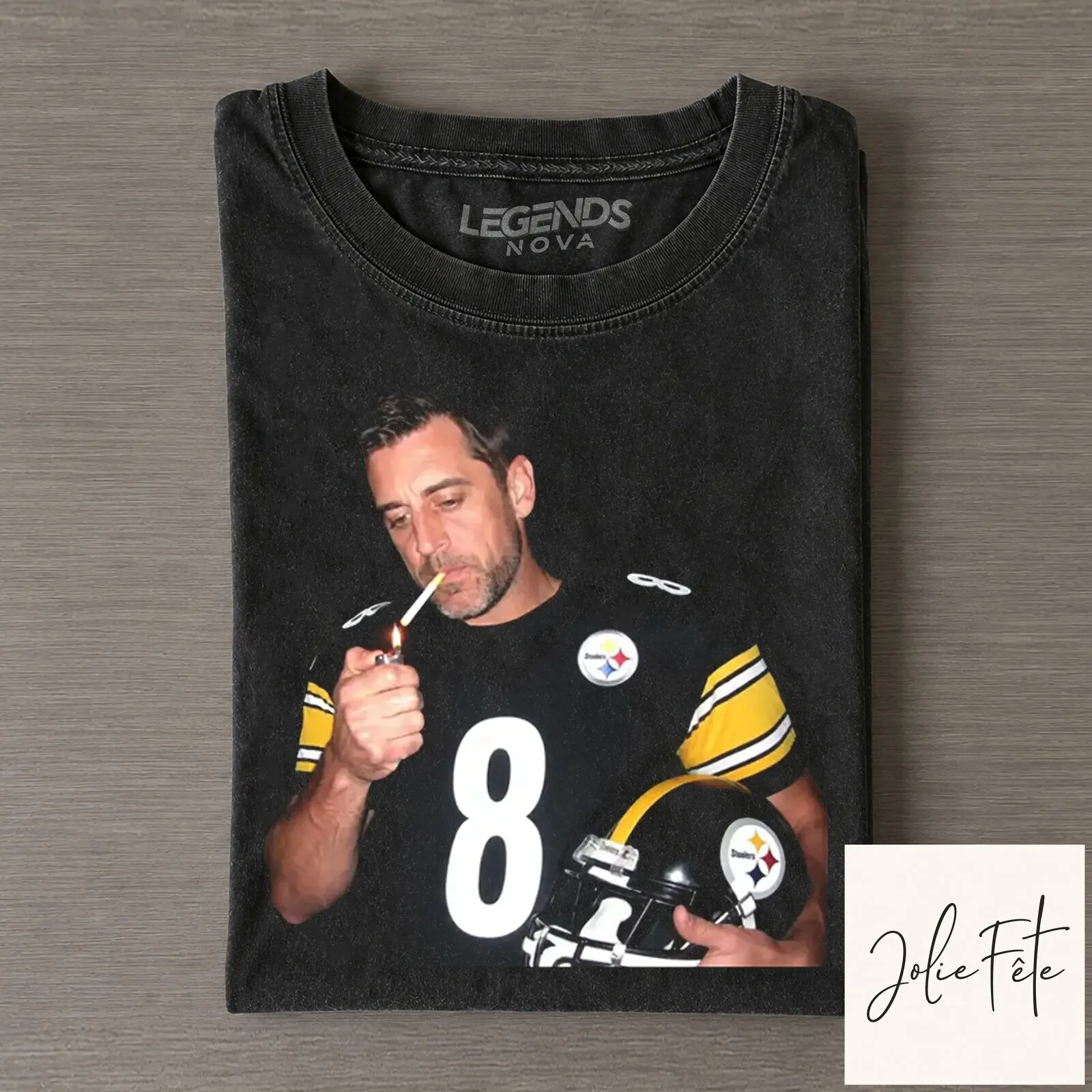 Aaron Rodgers Pittsburgh Football Team Number 8 Black T-Shirt