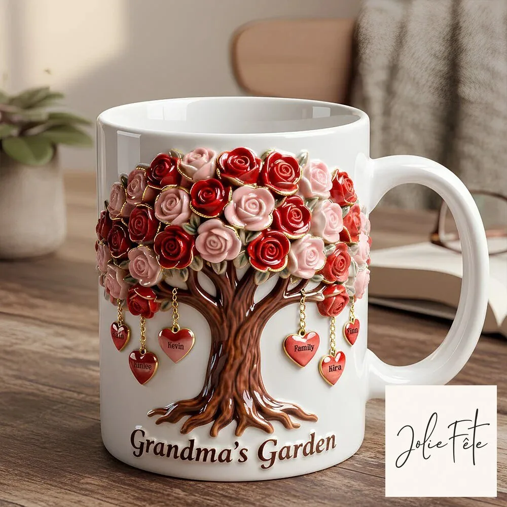 Personalized Grandma's Garden Family Tree Coffee Mug with Grandchildren's Names 19 Personalized Grandma's Garden Family Tree Coffee Mug with Grandchildren's Names
