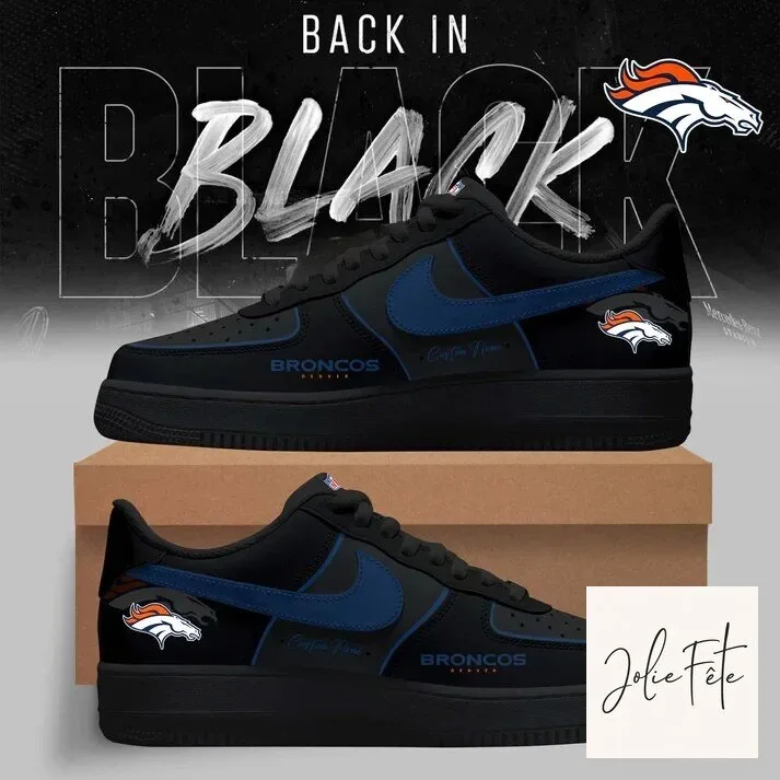 Denver Broncos Custom Name Black and Blue Fan Shoes