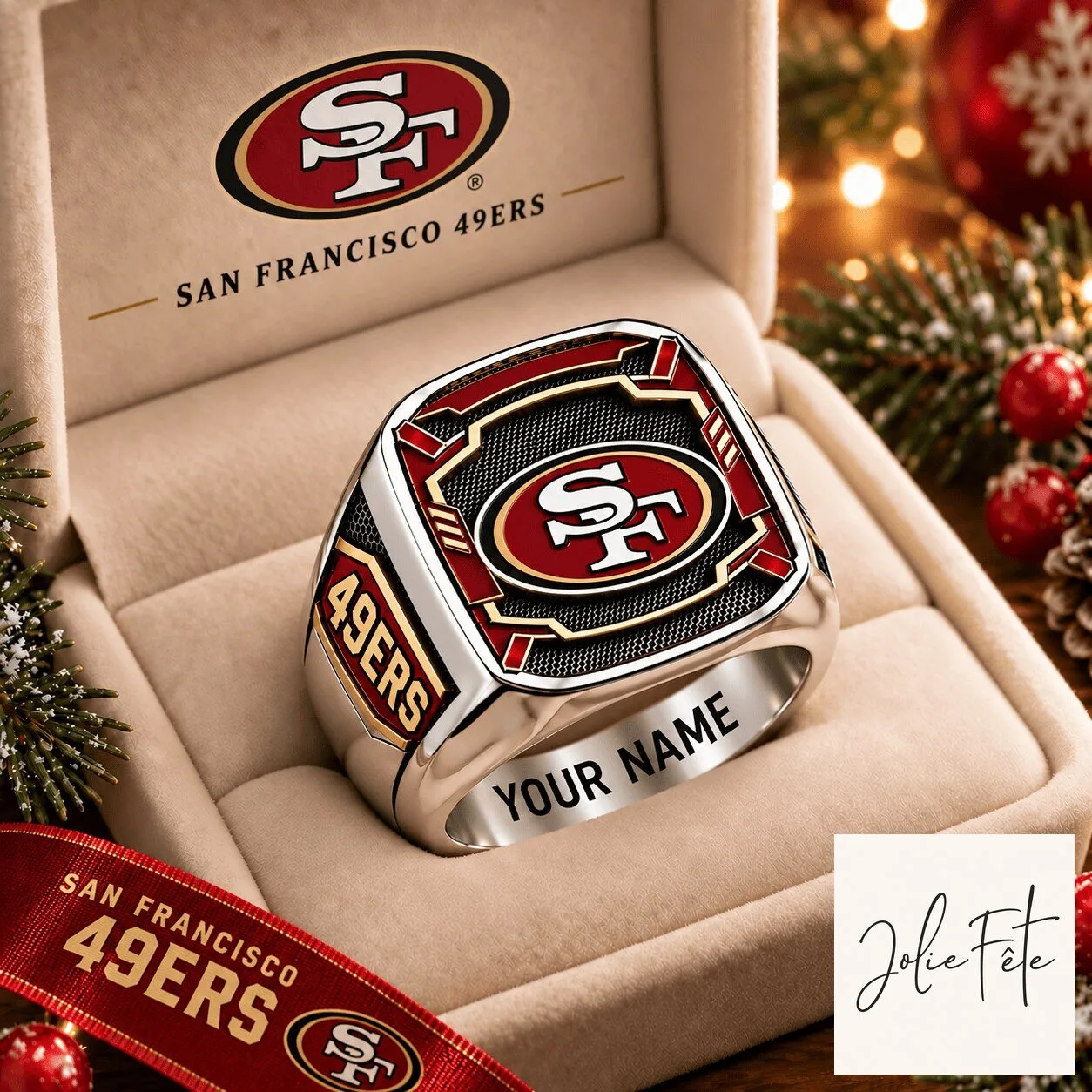 San Francisco 49ers NFL Football Team Logo Personalized Engraved Ring