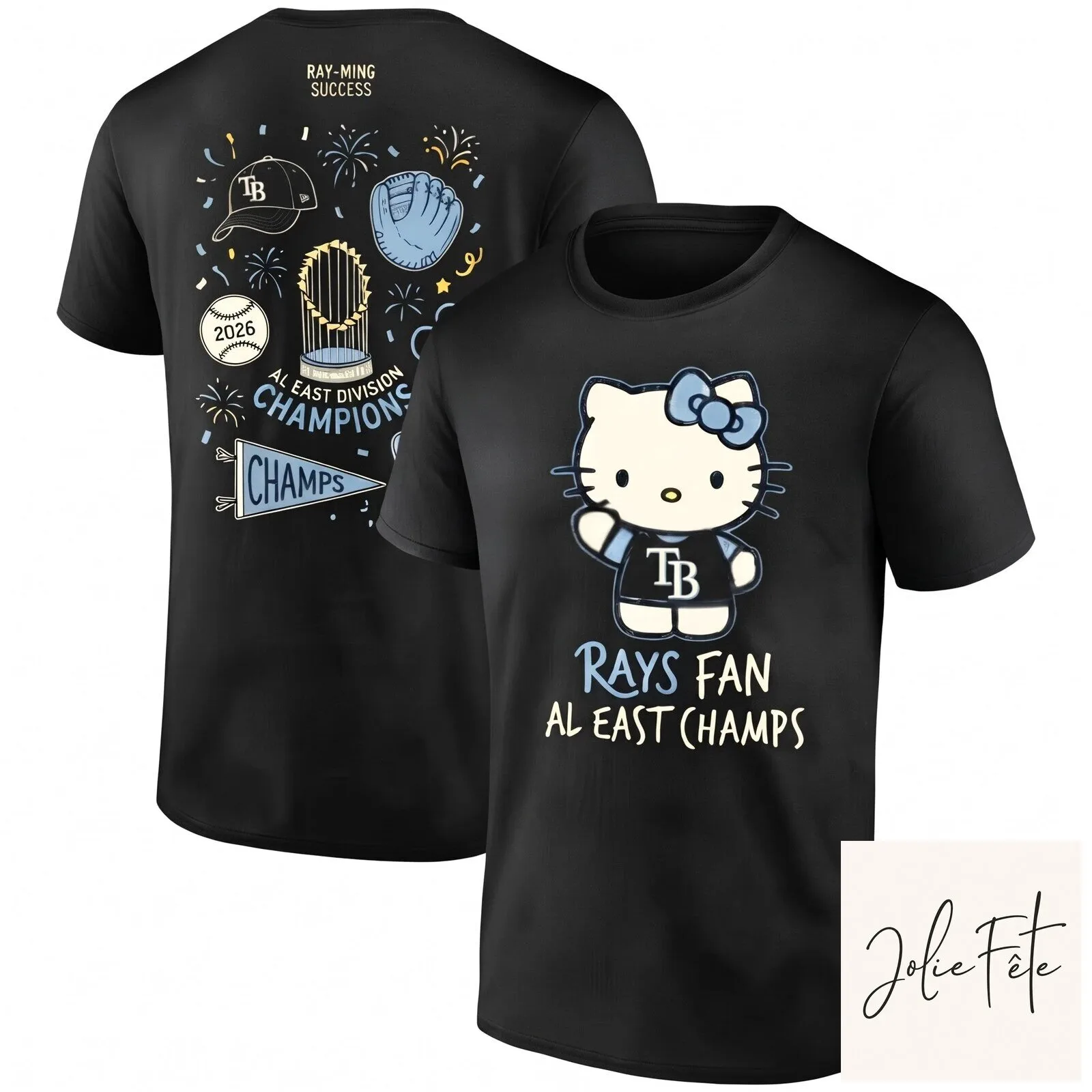 Tampa Bay Rays Hello Kitty AL East Division Champions Black T-Shirt