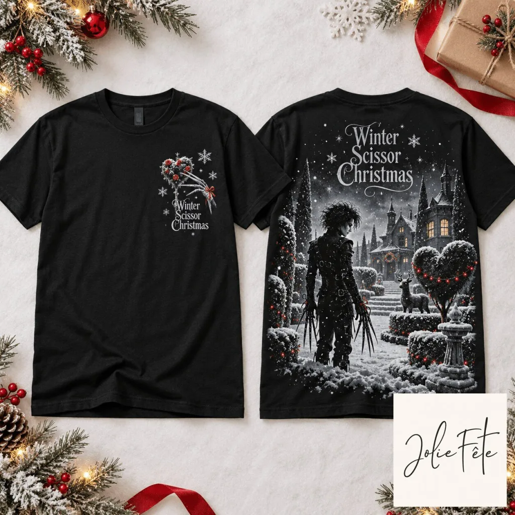 Edward Scissorhands Winter Scissor Christmas Movie Black T-Shirt Edward Scissorhands Winter Scissor Christmas Movie Black T-Shirt