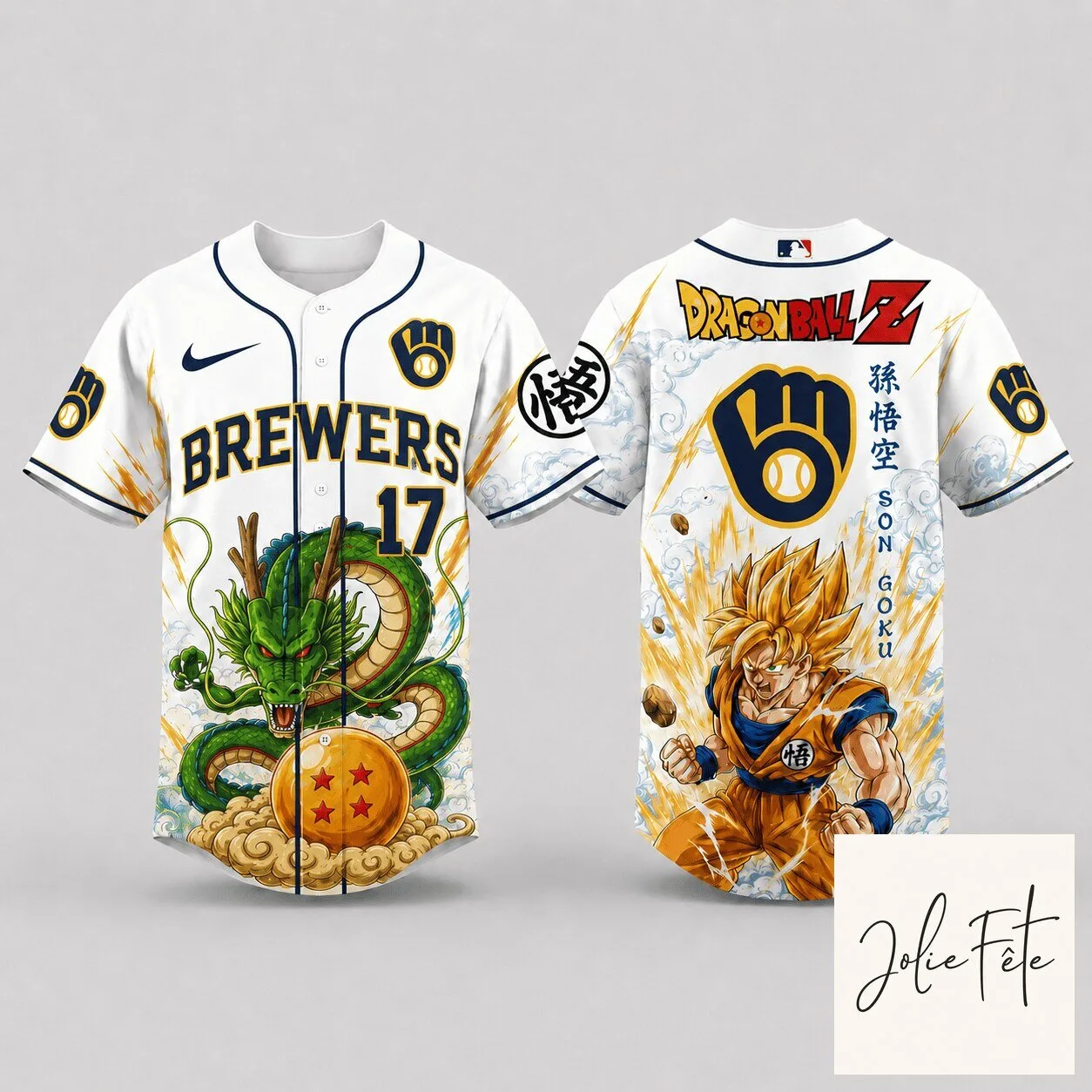 Milwaukee Brewers Baseball Son Goku Dragon Ball Z Anime Baseball Jersey