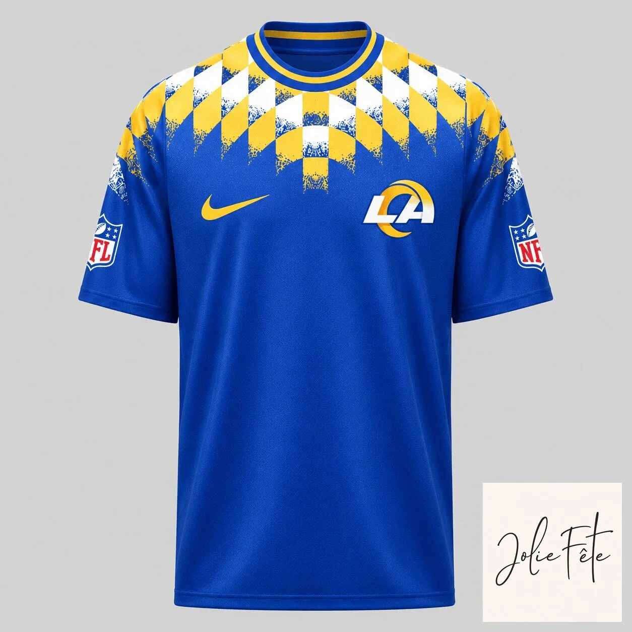 Los Angeles Rams NFL Football Team Blue and Yellow Patterned Jersey