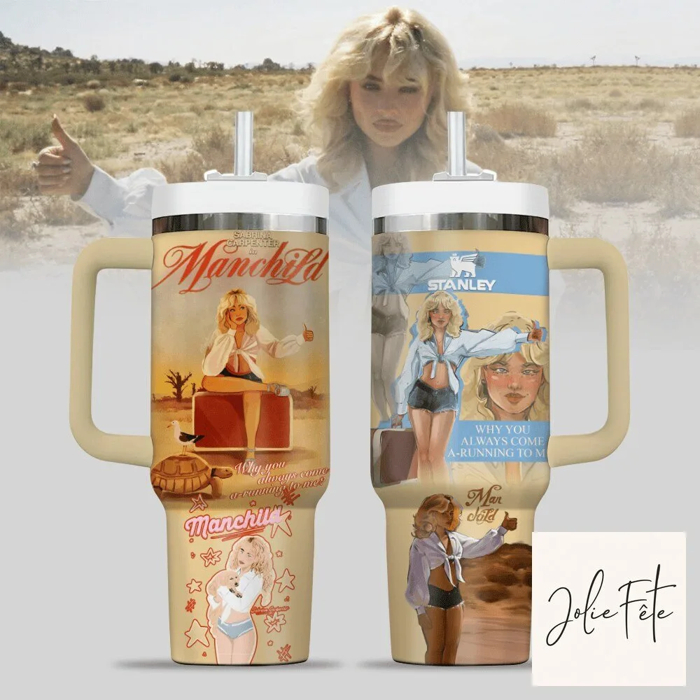 Sabrina Carpenter Manchild Album Art Insulated Tumbler with Handle