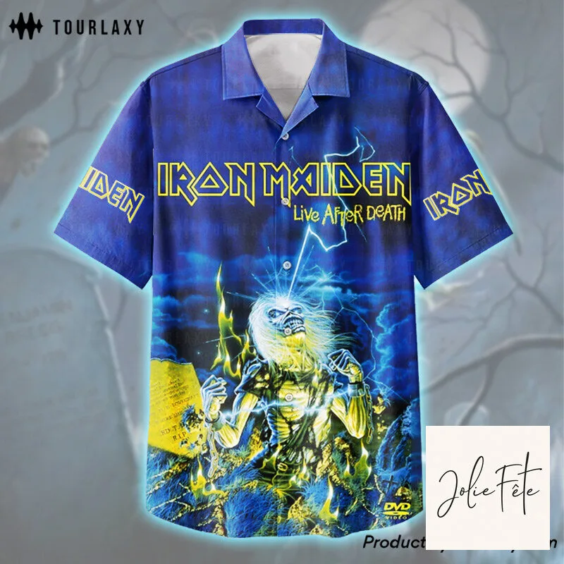 Hawaiian Shirt featuring Iron Maiden's Live After Death Album Artwork 8 Hawaiian Shirt featuring Iron Maiden