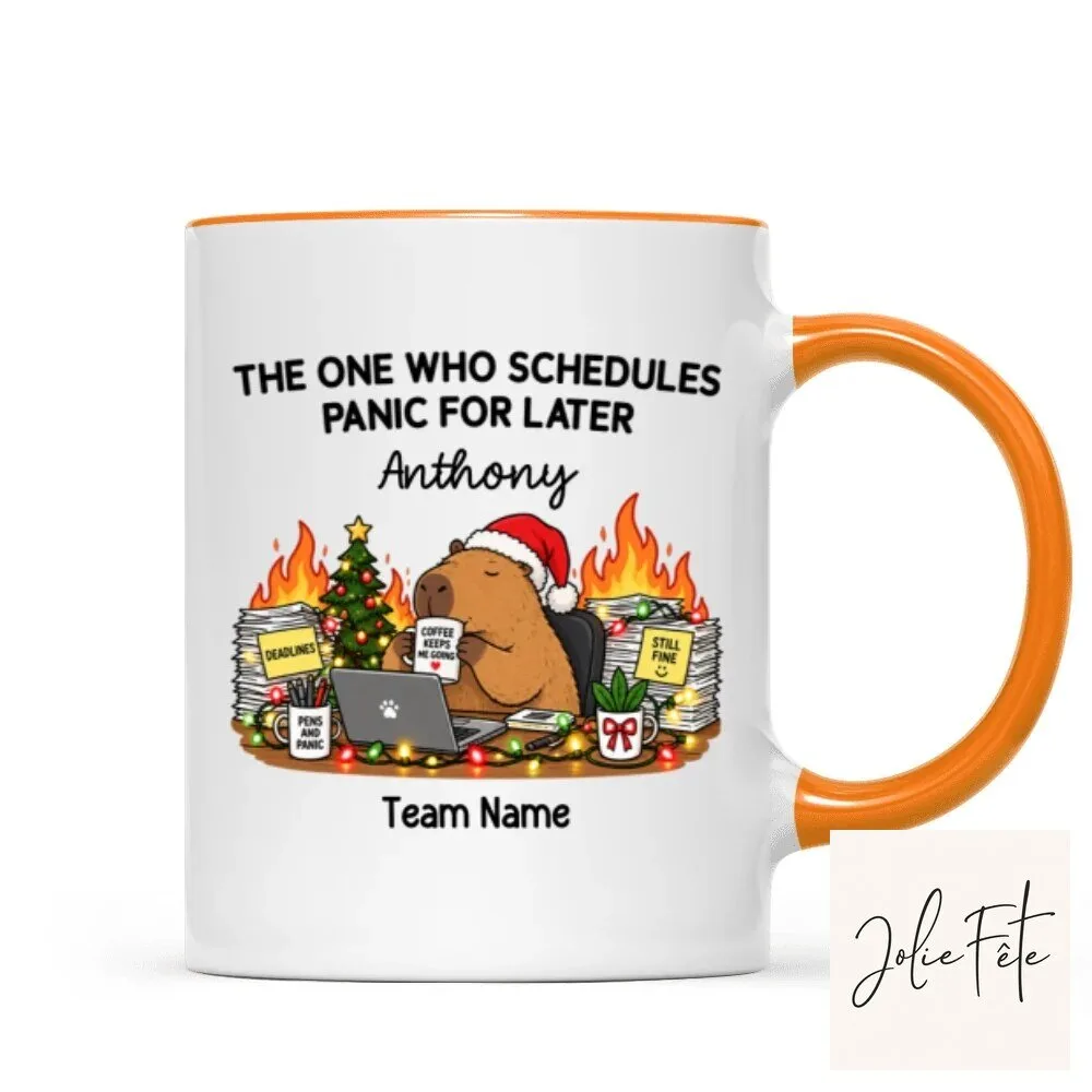 Personalized The One Who Schedules Panic For Later Capybara Christmas Mug 36 Personalized The One Who Schedules Panic For Later Capybara Christmas Mug