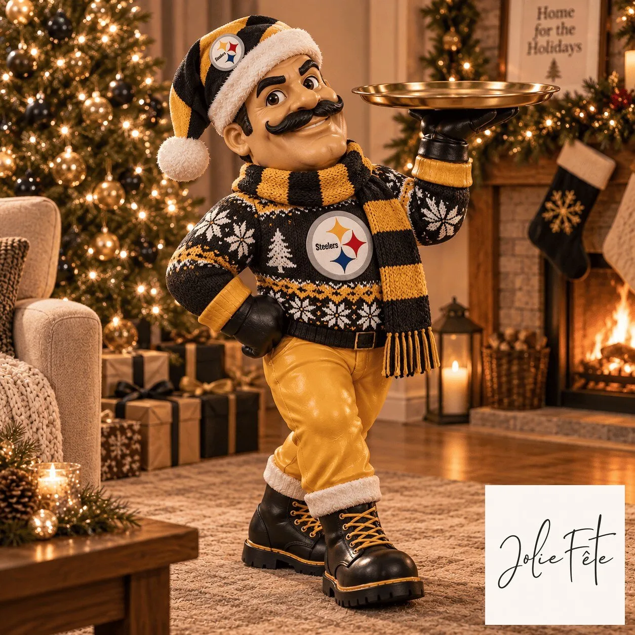 Pittsburgh Steelers Christmas Character Tray Holder Statue