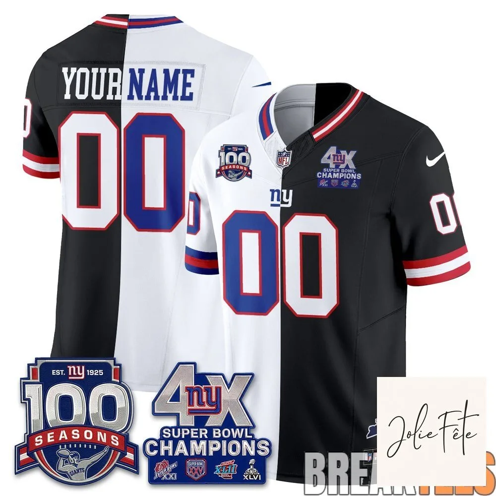 New York Giants Super Bowl Champions Split Edition Custom Football Jersey
