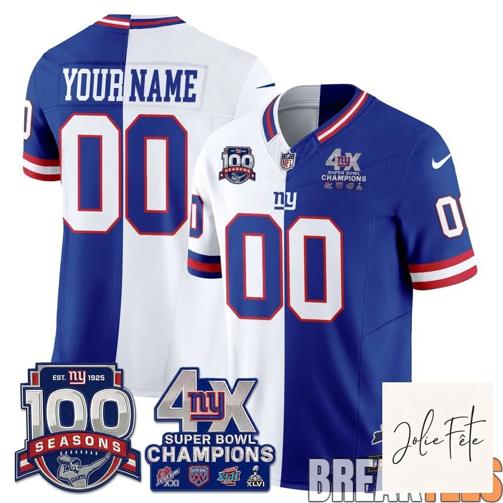 New York Giants Super Bowl Champions Split Edition Custom Football Jersey 9 New York Giants Super Bowl Champions Split Edition Custom Football Jersey