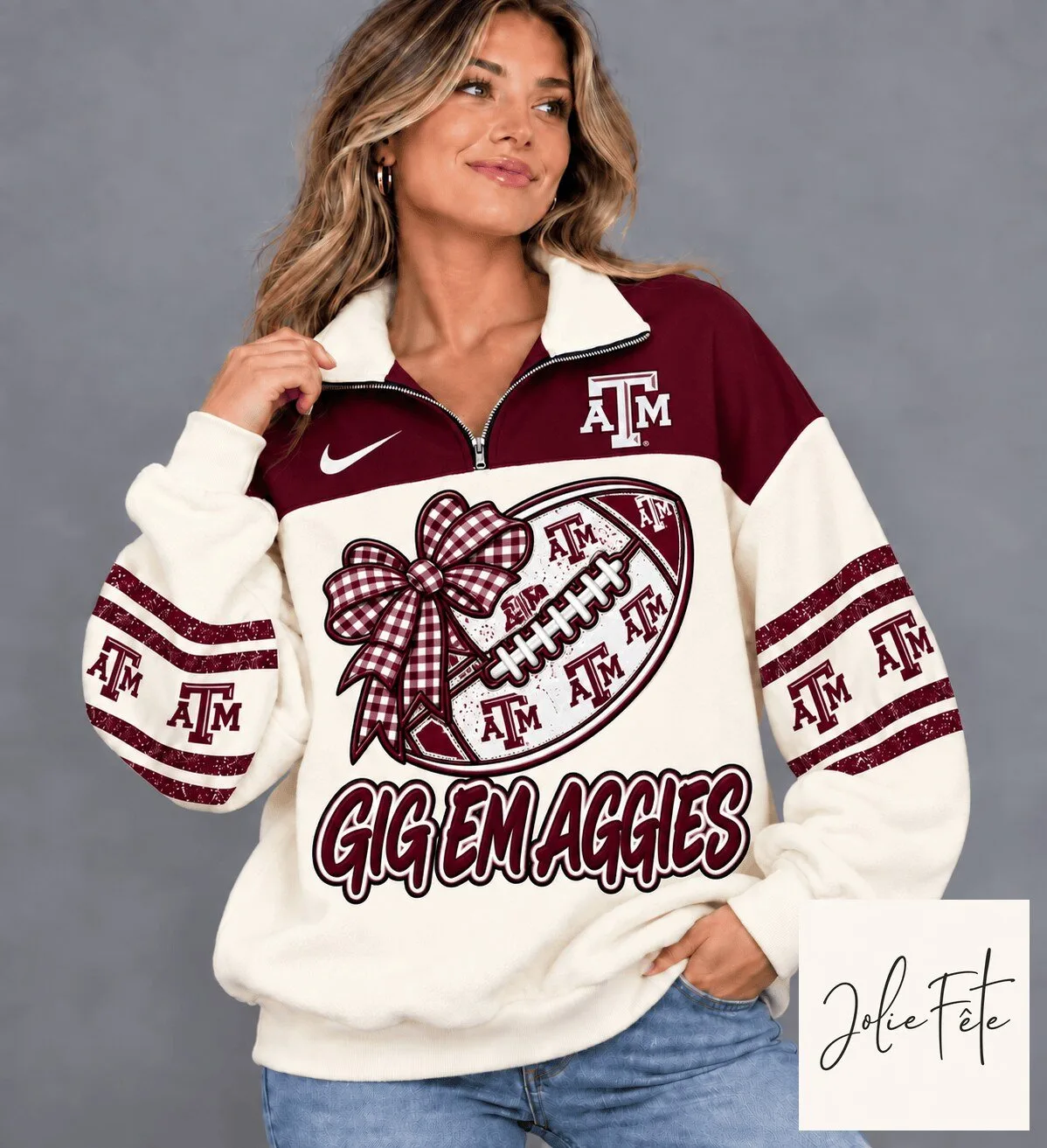 Texas A&M Aggies Football Quarter-Zip Sweatshirt for Women