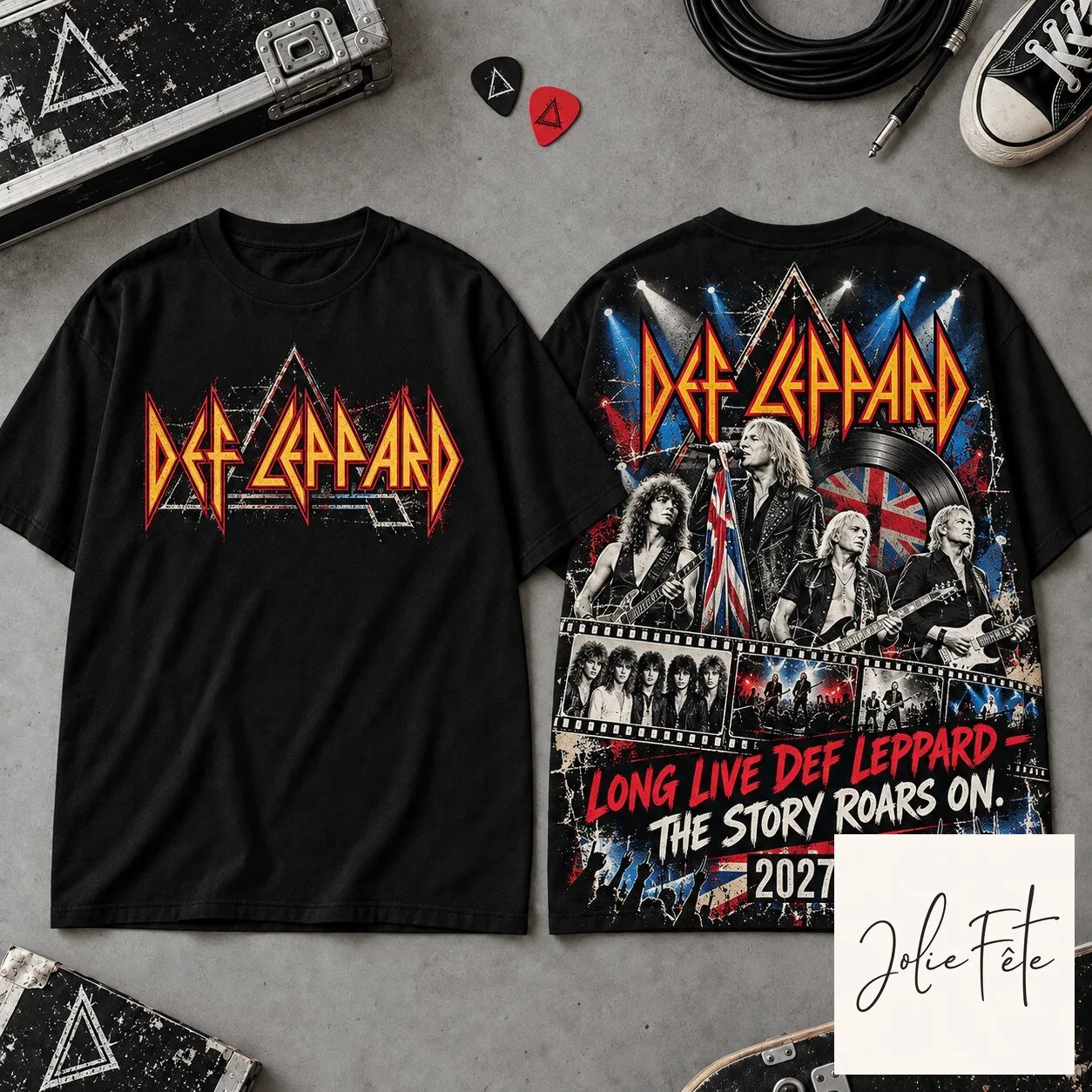 Def Leppard Long Live Tour 2027 Concert Band Music Black T-Shirt