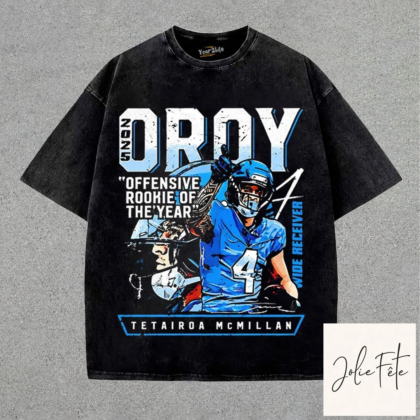 Tetairoa McMillan Offensive Rookie of the Year Wide Receiver Football T-Shirt
