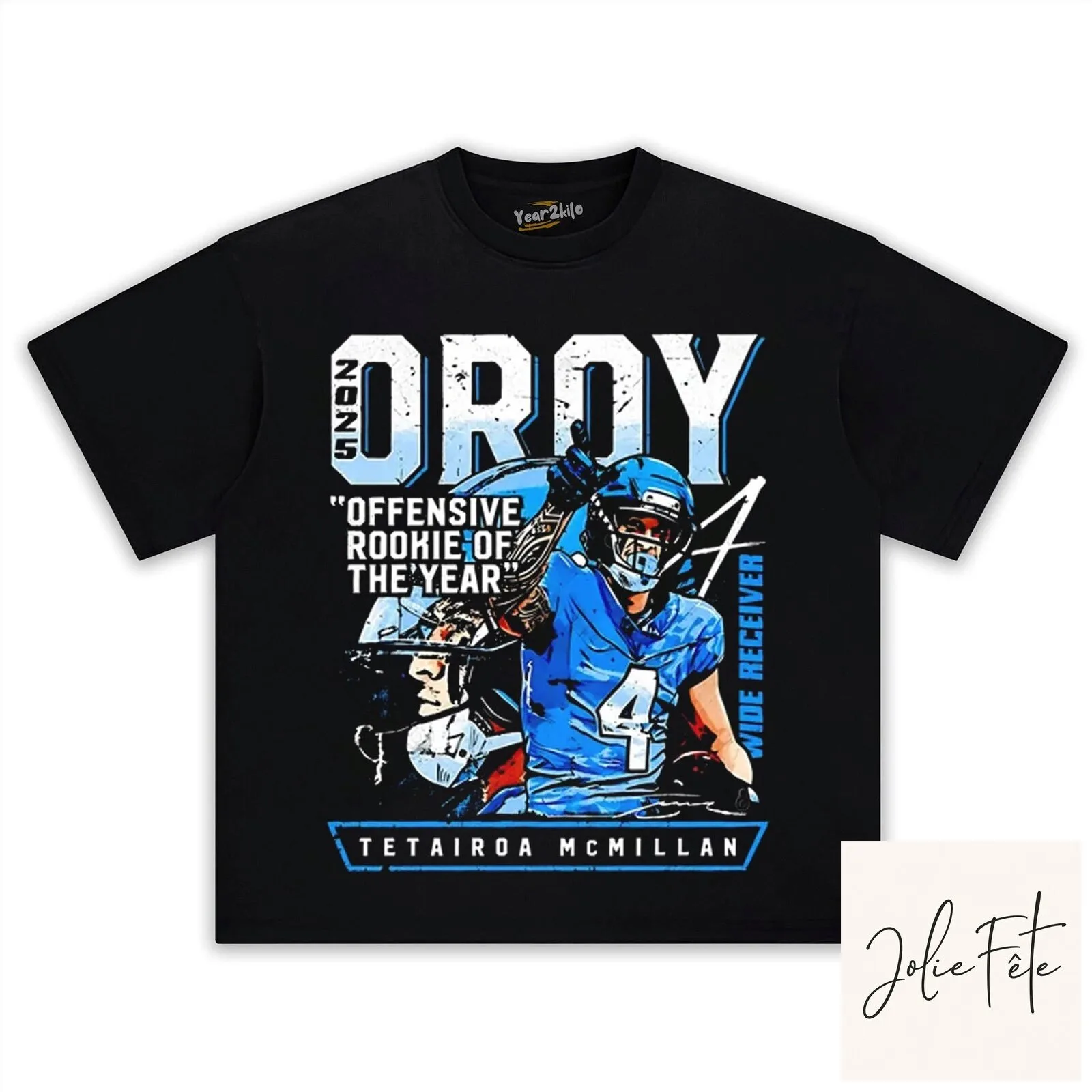 Tetairoa McMillan Offensive Rookie of the Year Wide Receiver Football T-Shirt 13 Tetairoa McMillan Offensive Rookie of the Year Wide Receiver Football T-Shirt
