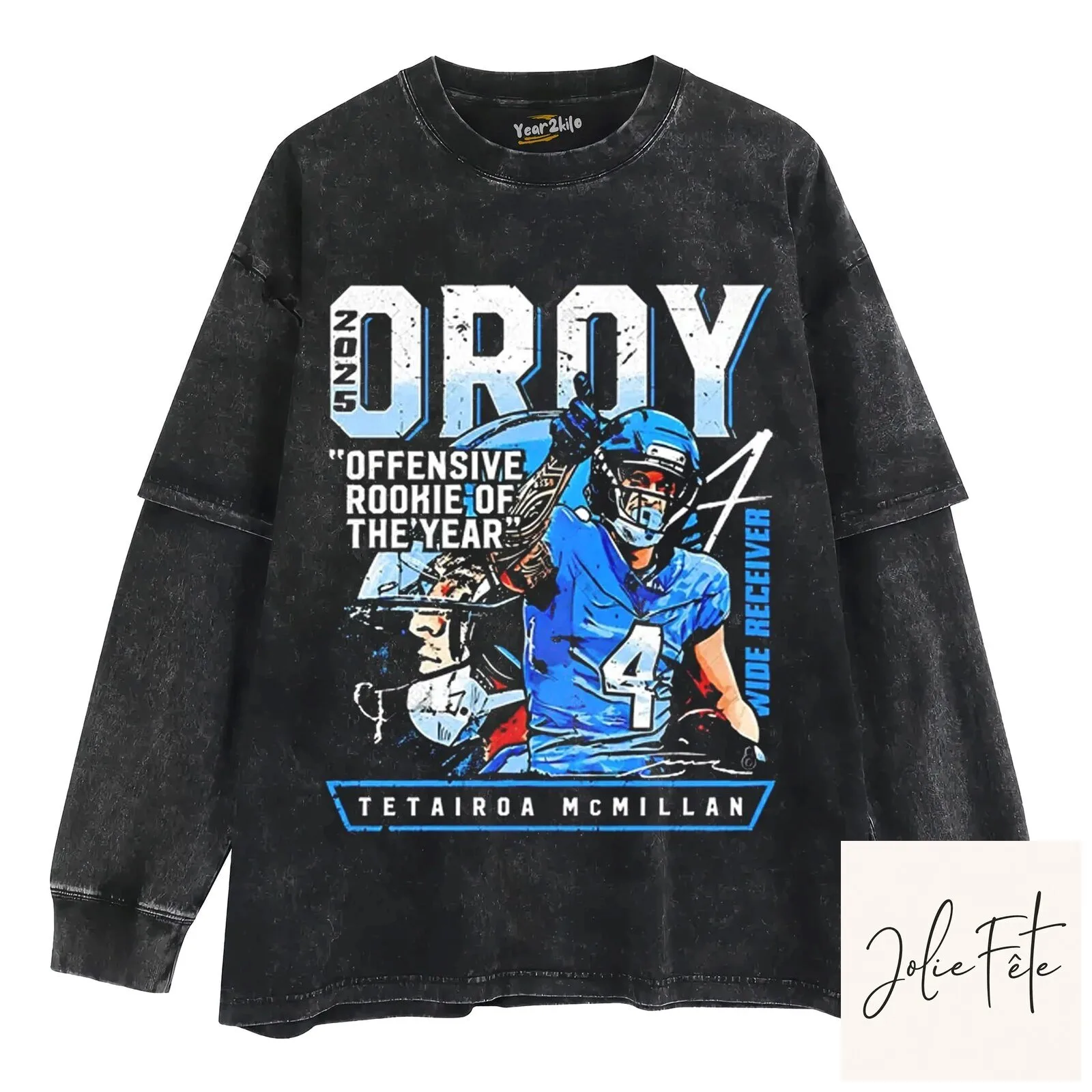 Tetairoa McMillan Offensive Rookie of the Year Wide Receiver Football T-Shirt 16 Tetairoa McMillan Offensive Rookie of the Year Wide Receiver Football T-Shirt